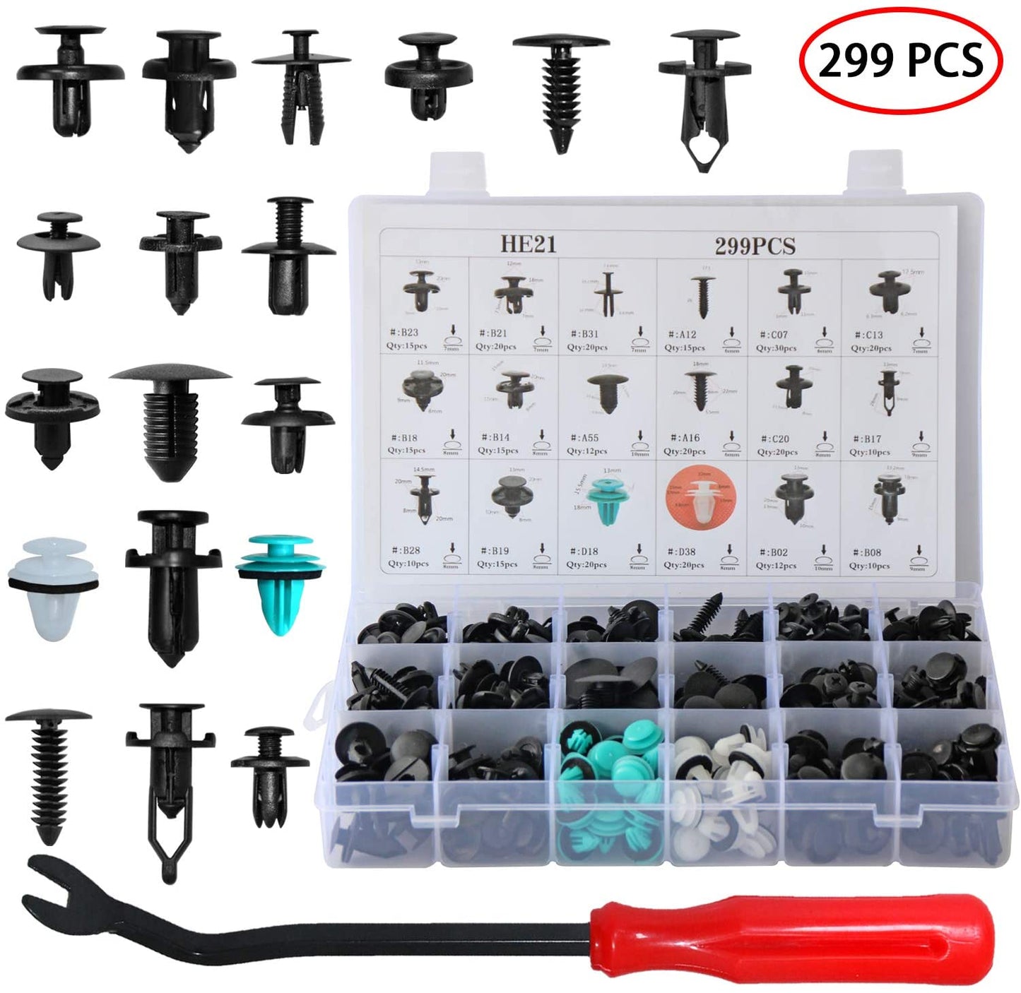 Car Retainer Clips 299 PCS for BMW Benz Toyota Honda Nissan Subaru Audi Mazda