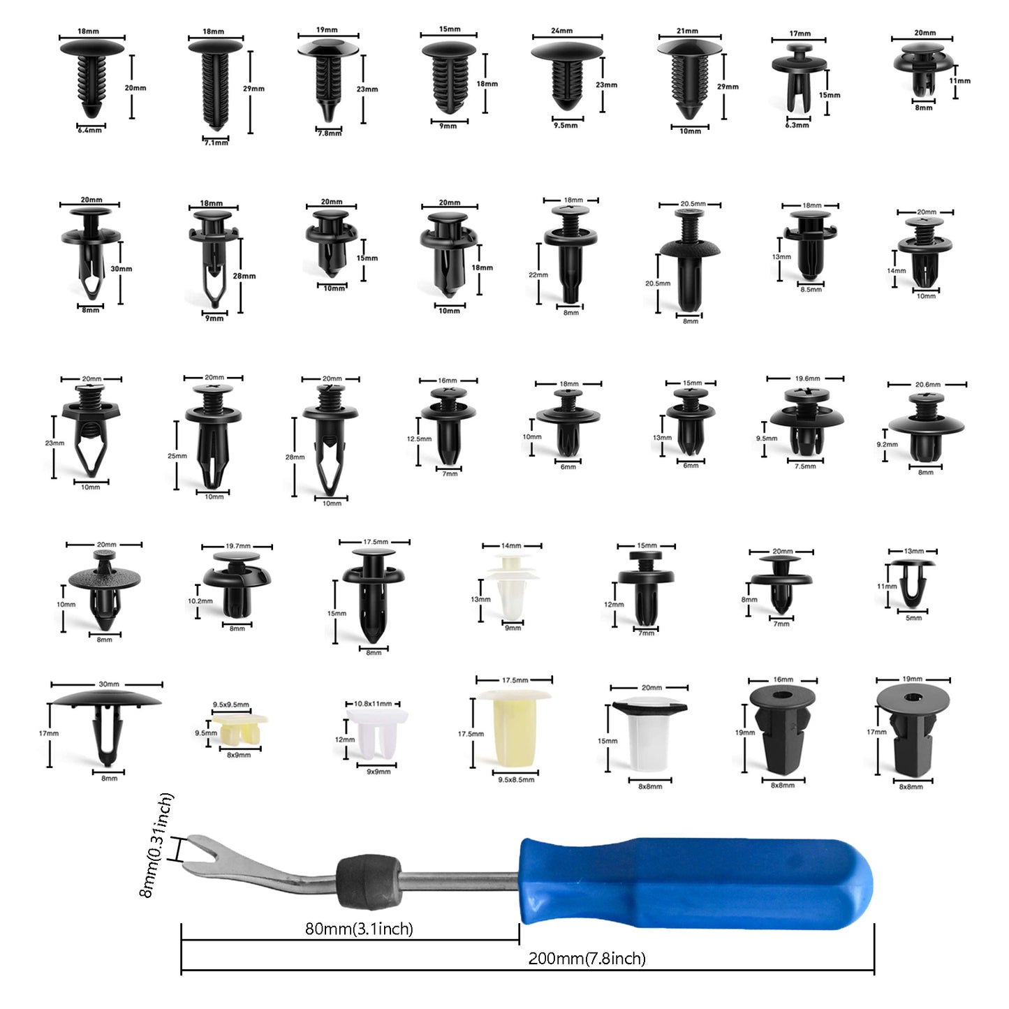 Car Retainer Clips 38 Most Popular Sizes 596 PCS Car Door Panel Trim Clips Kit