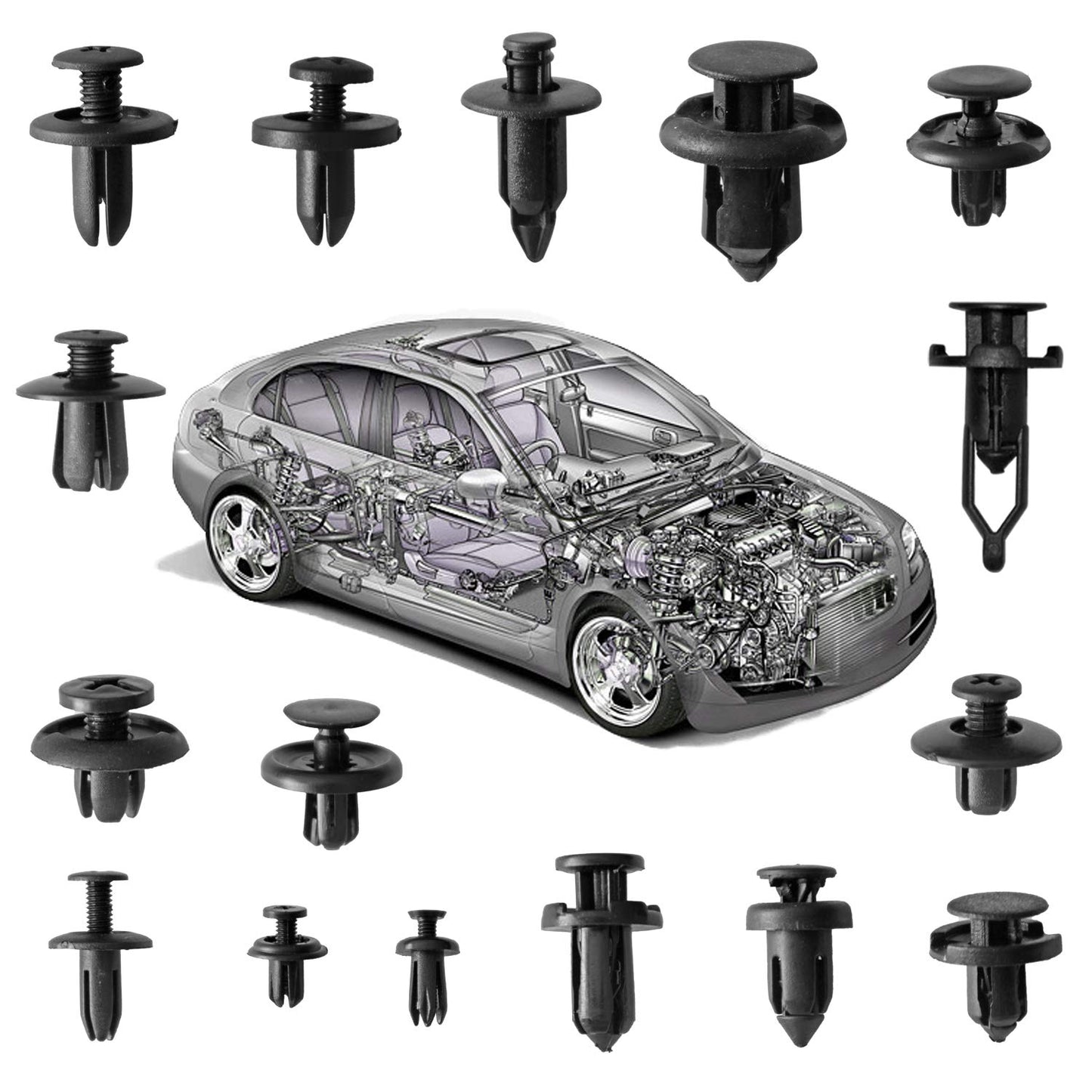 MSLANE Car Retainer Clips 620PCS Plastic Fasteners Kit Fender Rivet Clips 16 Most Popular Sizes Auto Push Pin Rivets Kit with Fastener Remover for GM Ford Toyota Honda Chrysler