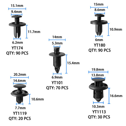 MSLANE Car Retainer Clips 620PCS Plastic Fasteners Kit Fender Rivet Clips 16 Most Popular Sizes Auto Push Pin Rivets Kit with Fastener Remover for GM Ford Toyota Honda Chrysler
