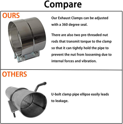 4" Inch Exhaust Clamps Stainless Steel Muffler Band Clamp for 4" Inner Diameter to 4.5" Outer Diameter Turbo Downpipe Tip Exhaust Pipes Connection (2 Pack)