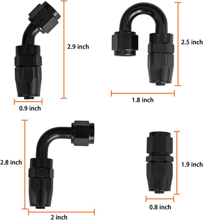 16ft 6AN Black Nylon Braided Fuel Oil Hose Fuel Line 10pcs 6AN Hose Fitting Kit 6pcs 6AN Hose Separator Clamp 2pcs 6AN to 6AN Male Coupler Adapter Straight Fitting