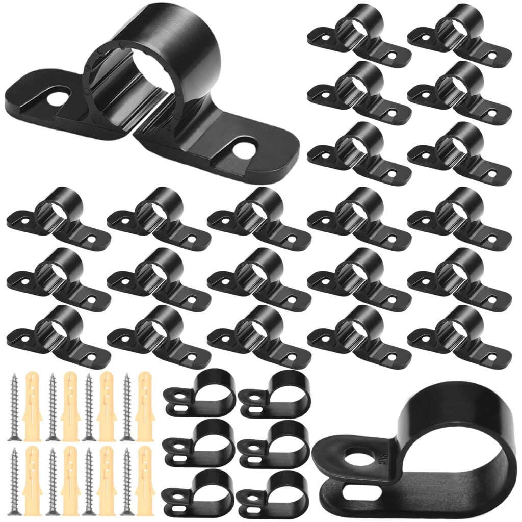 PEX Pipe Support Kit, R-Type Nylon Hangers & Screws for Copper/CPVC/PEX Plumbing Installation